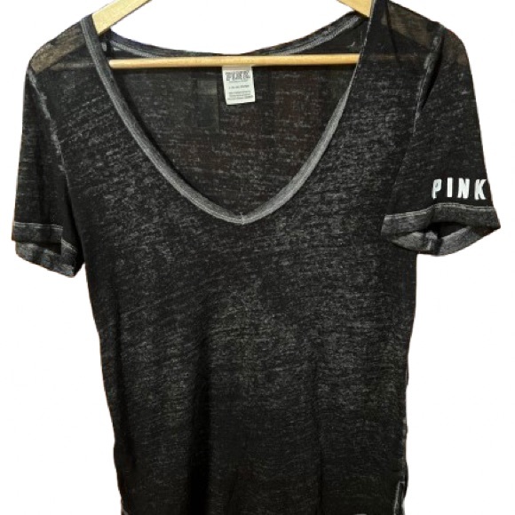 PINK Victoria's Secret Black Short Sleeve T-Shirt Size Small - Picture 1 of 5